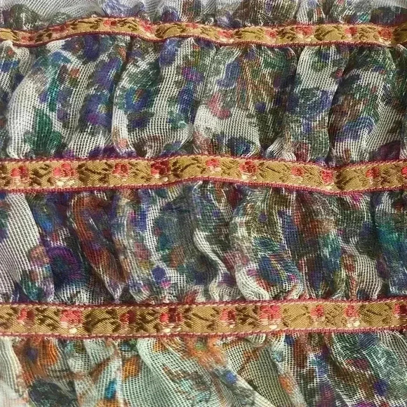 ETRO Women's Silk Chiffon Tank Blouse Top Ruffle Floral Print Shirt 44 Small NWT - Picture 6 of 9
